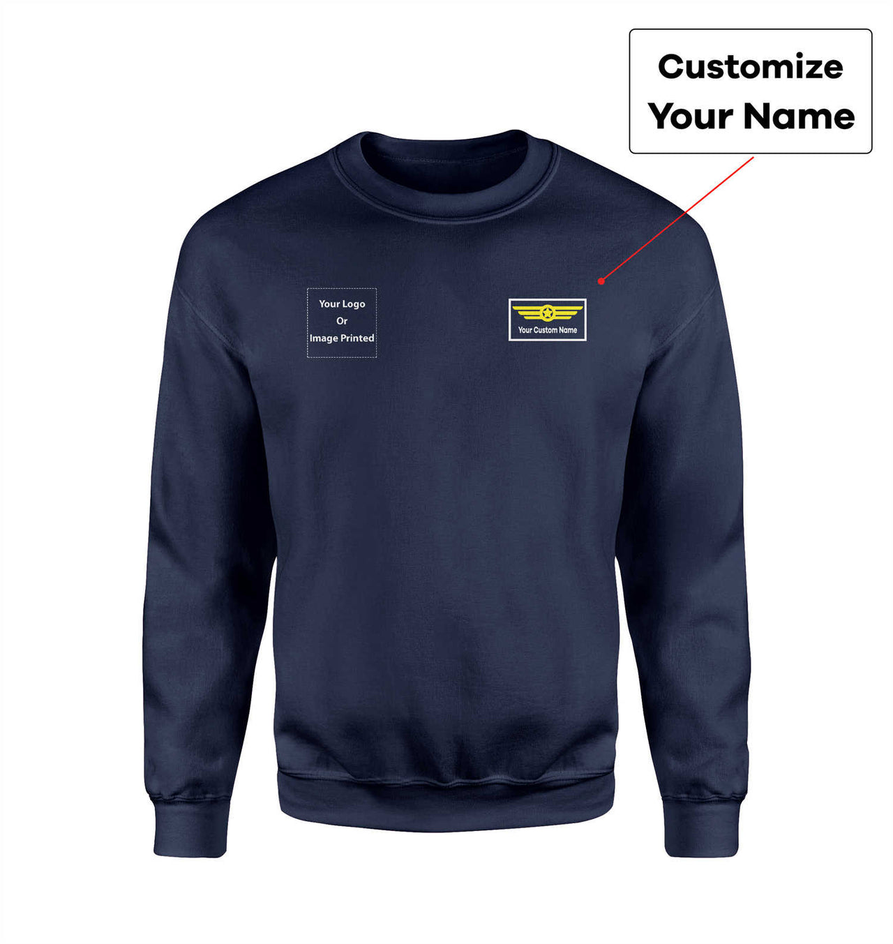Side Your Custom Logos & Name (Badge 1) Designed Sweatshirts