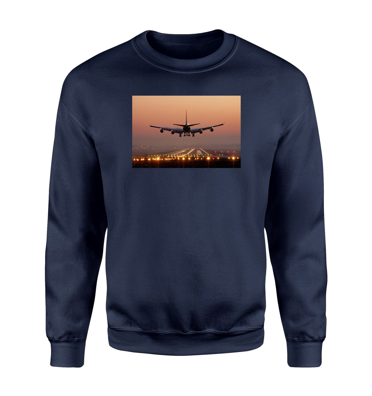Landing Boeing 747 During Sunset Designed Sweatshirts