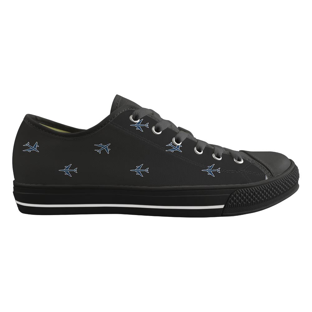 Nice Airplanes (Gray) Designed Canvas Shoes (Women)