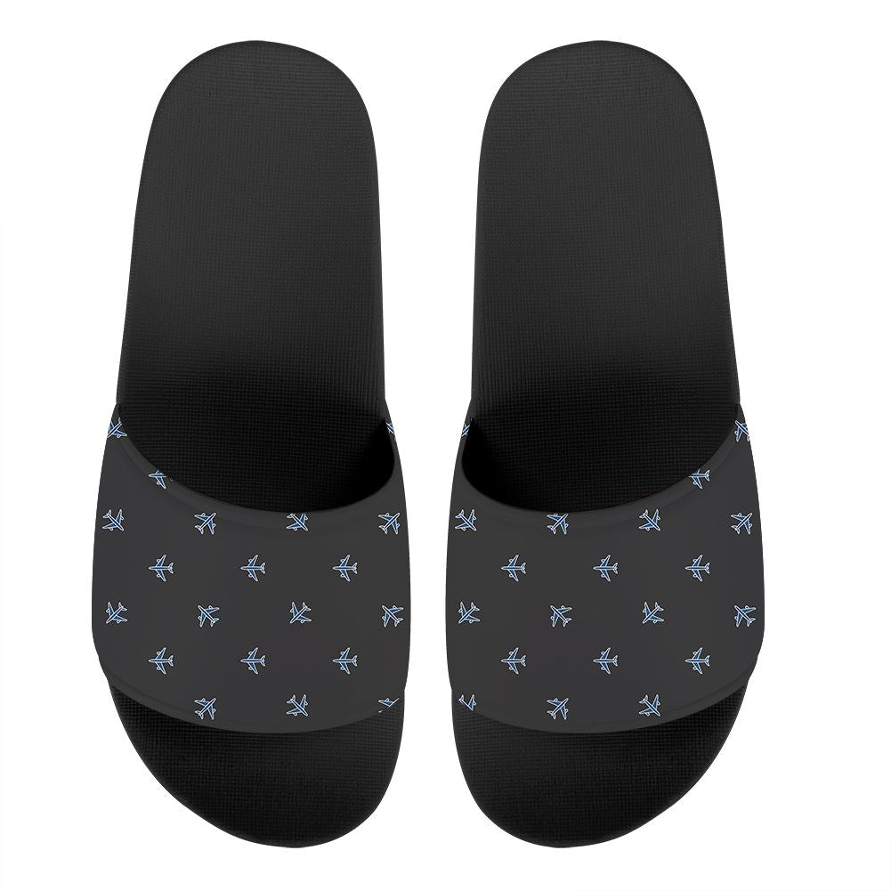 Nice Airplanes (Gray) Designed Sport Slippers