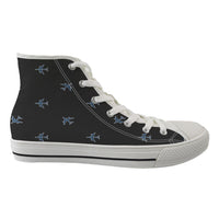 Thumbnail for Nice Airplanes (Gray) Designed Long Canvas Shoes (Women)