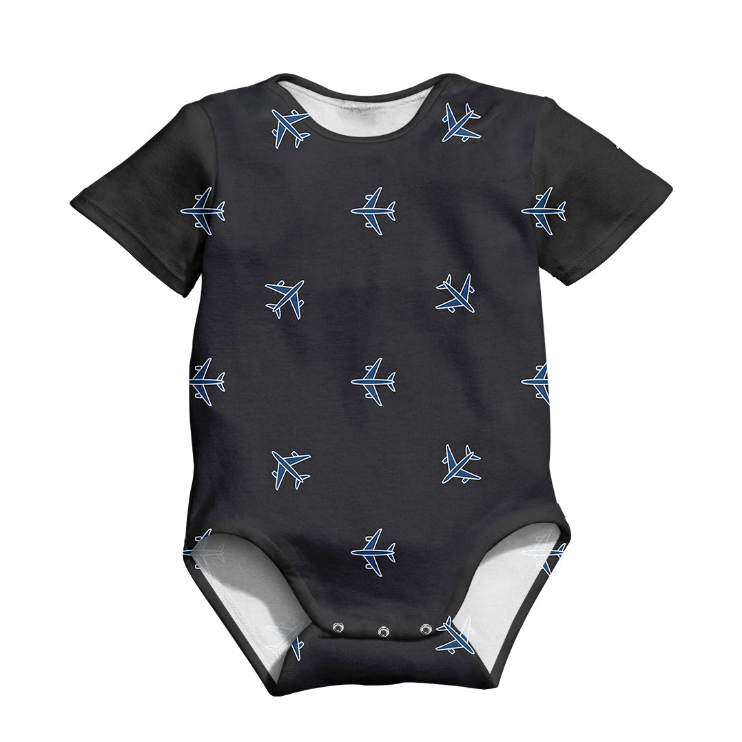Nice Airplanes (Gray) Designed 3D Baby Bodysuits