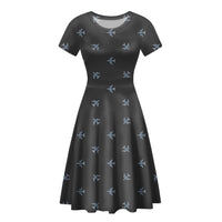 Thumbnail for Nice Airplanes (Gray) Designed Women Midi Dress