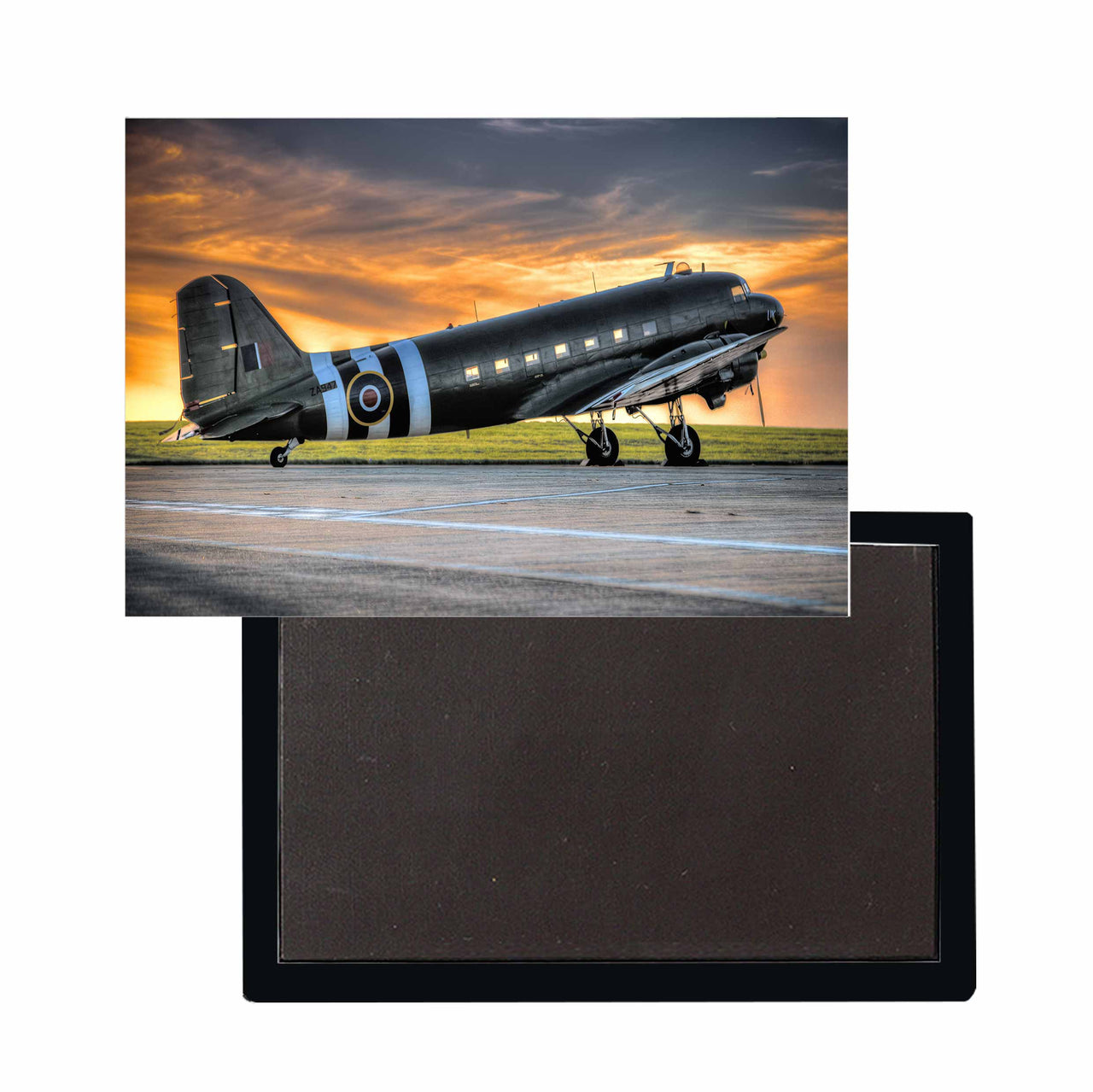 Old Airplane Parked During Sunset Designed Magnets