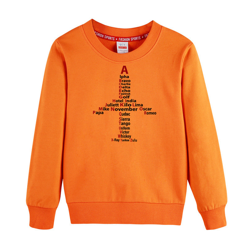Airplane Shape Aviation Alphabet Designed "CHILDREN" Sweatshirts