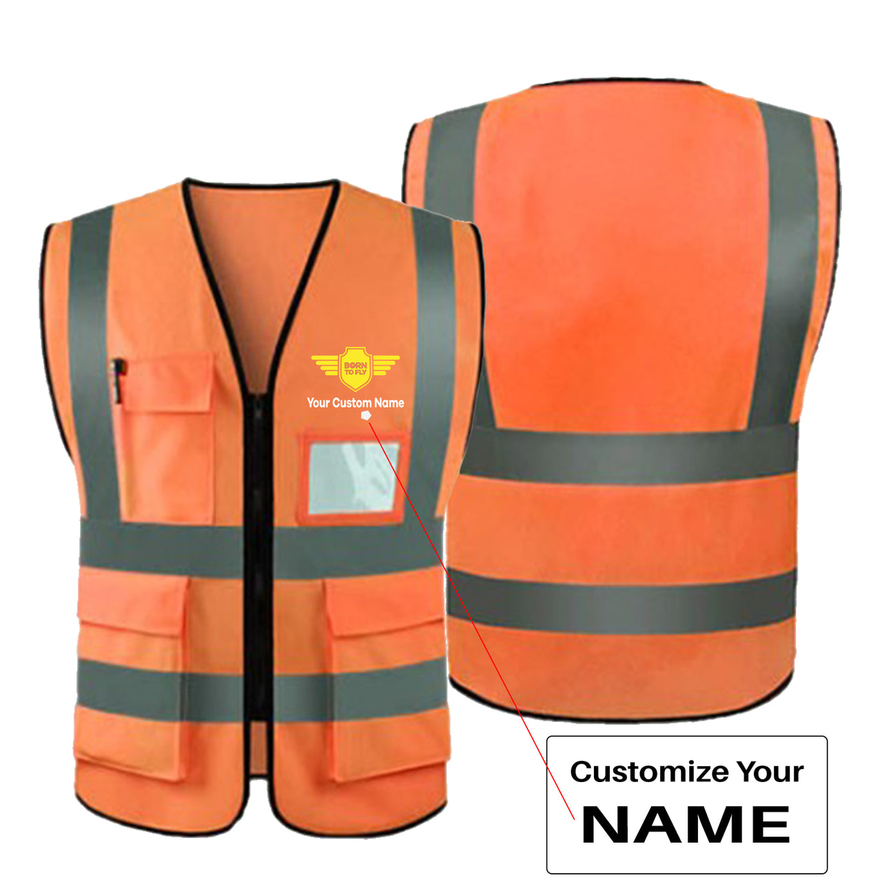 Custom Name with Badge 5 Designed Reflective Vests