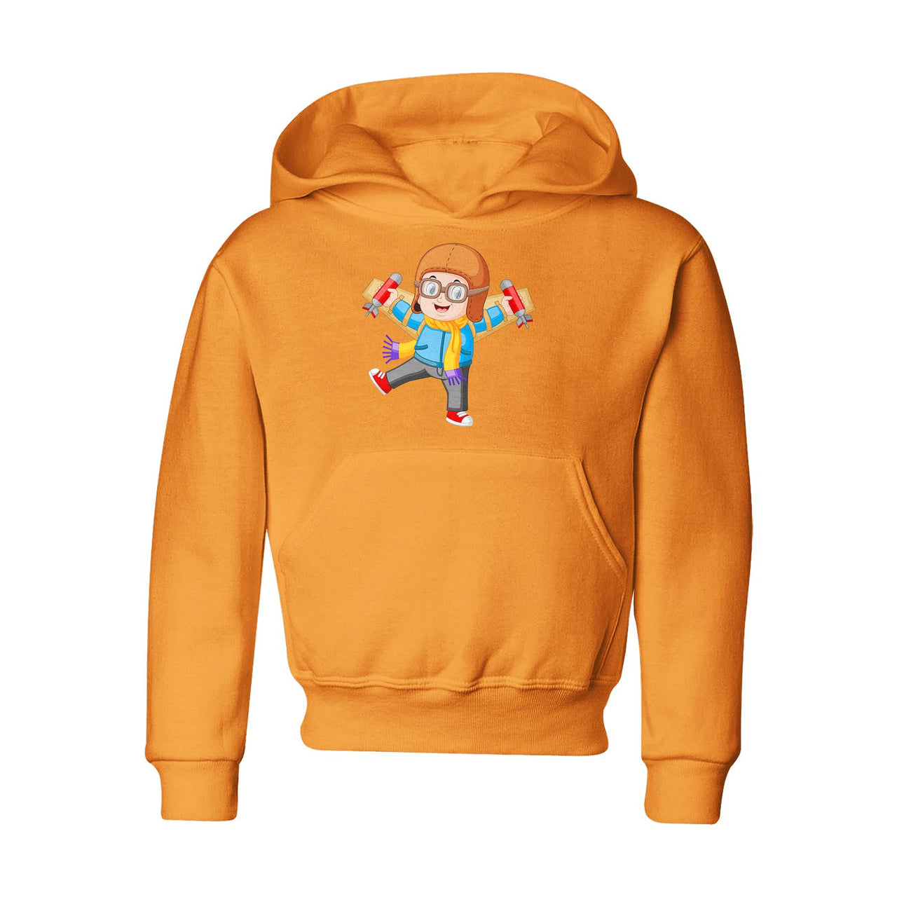 Cute Little Boy Pilot Costume Playing With Wings Designed "CHILDREN" Hoodies