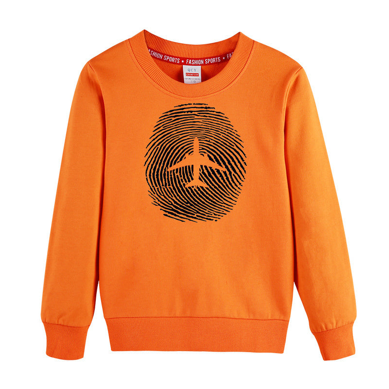 Aviation Finger Print Designed "CHILDREN" Sweatshirts