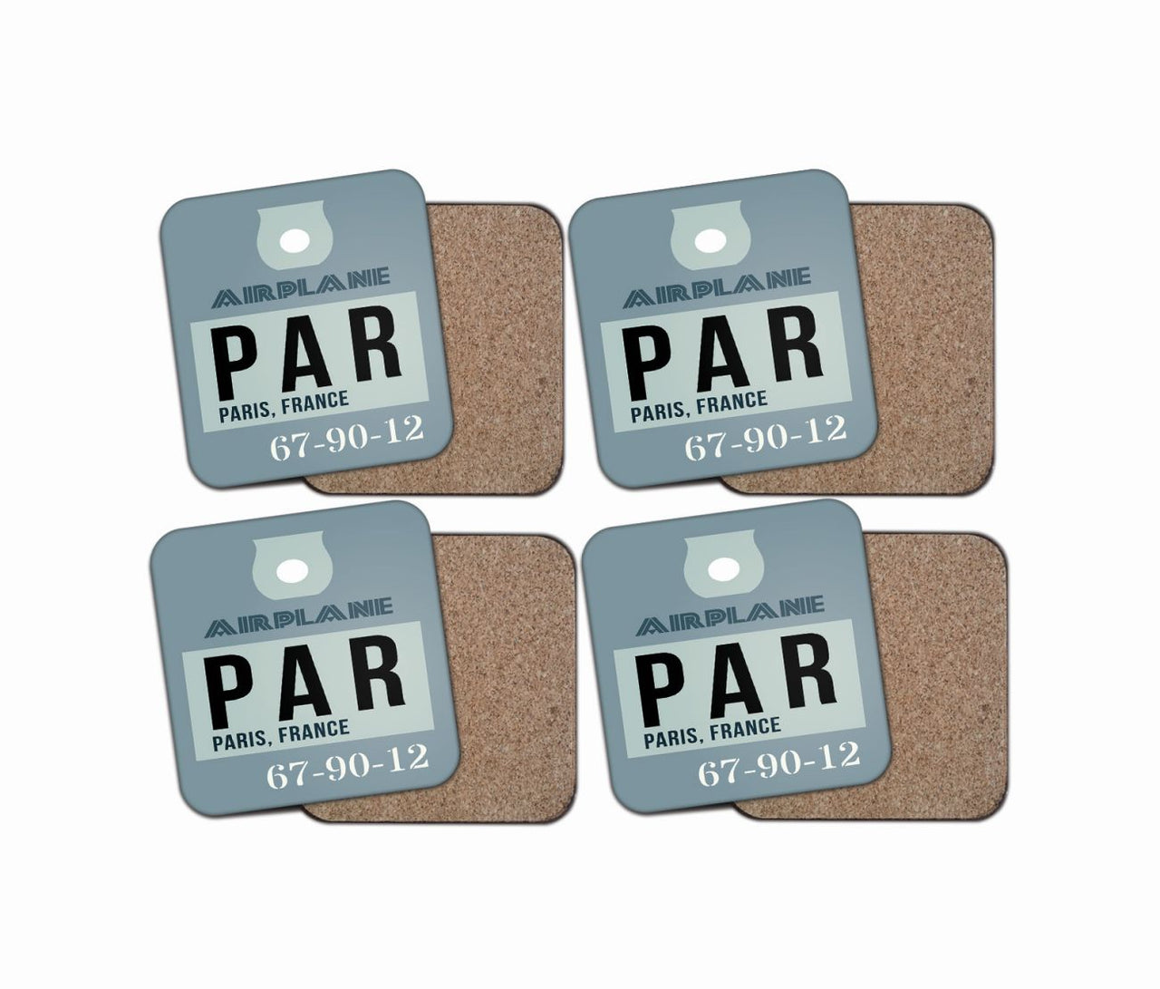 PAR - Paris France Luggage Tag Designed Coasters