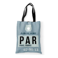 Thumbnail for PAR - Paris France Luggage Tag Designed Tote Bags