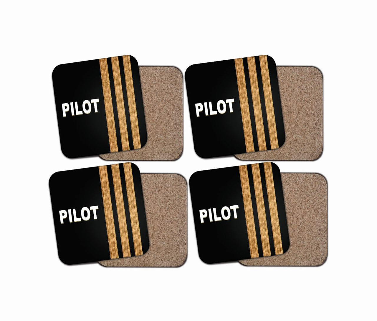 PILOT & Epaulettes 3 Lines Designed Coasters