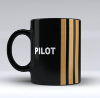 Thumbnail for PILOT & Pilot Epaulettes (4,3,2 Lines) Designed Black Mugs