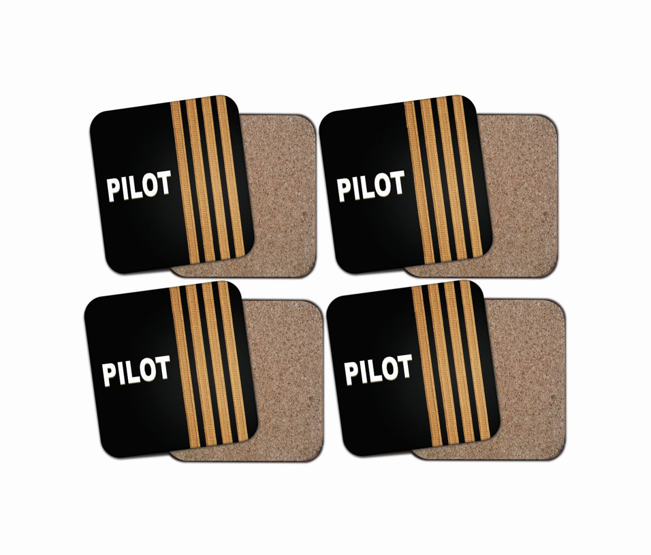 PILOT & Epaulettes 4 Lines Designed Coasters