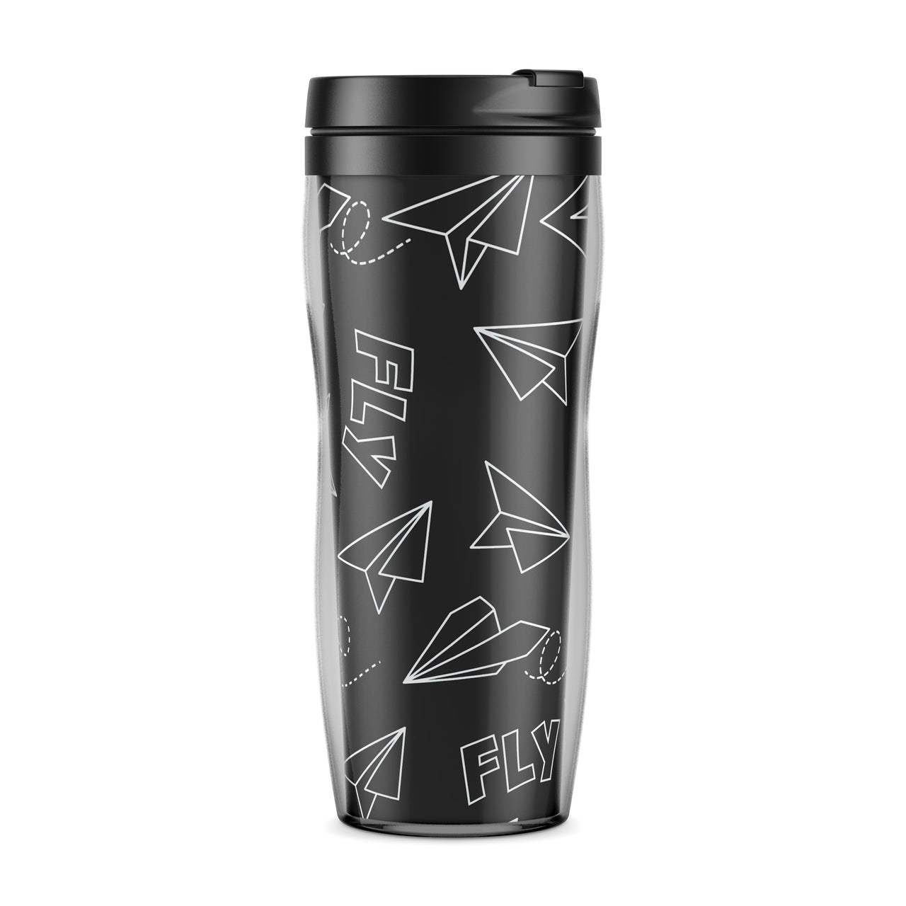 Paper Airplane & Fly-Gray Designed Travel Mugs