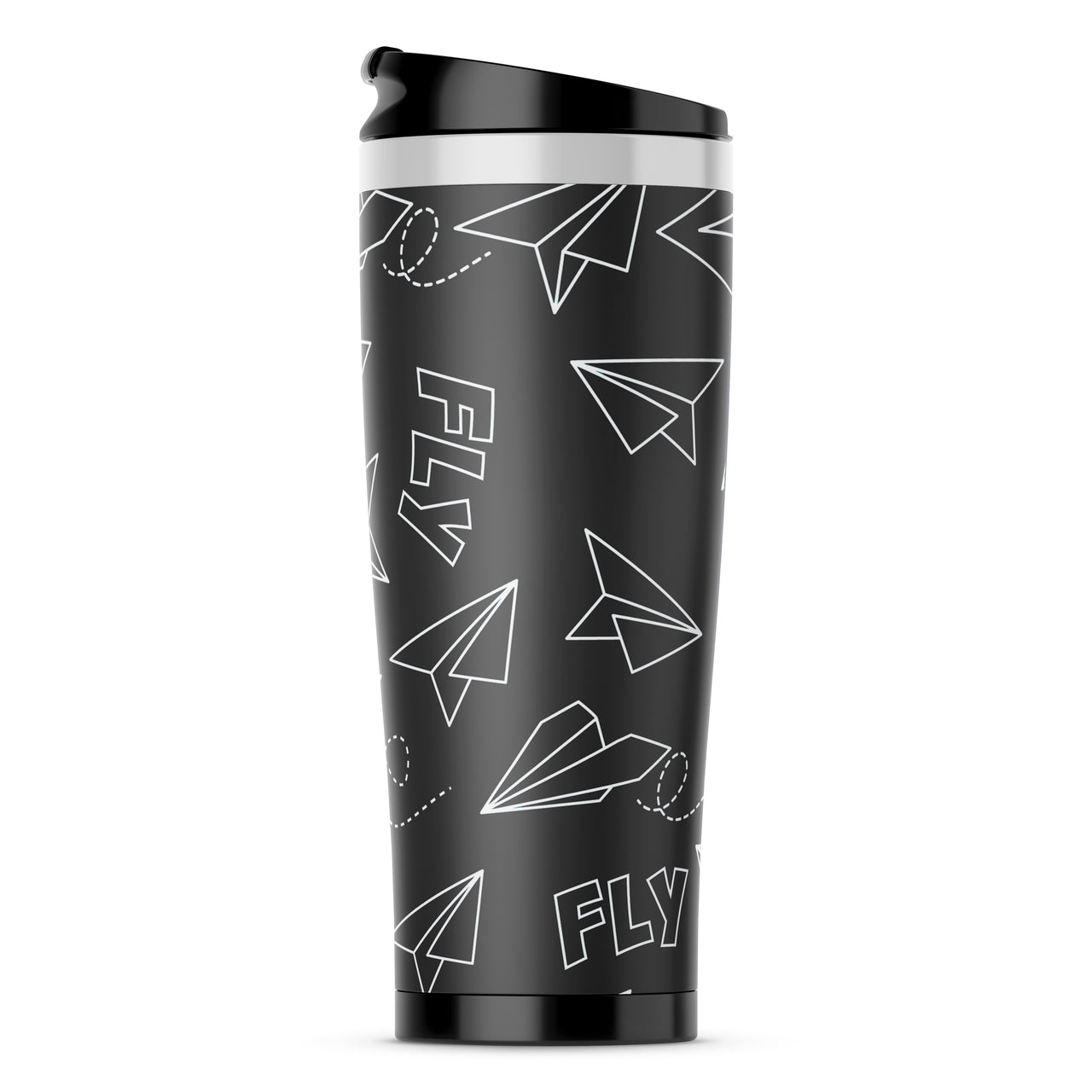 Paper Airplane & Fly-Gray Designed Travel Mugs