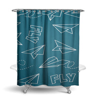 Thumbnail for Paper Airplane & Fly-Green Designed Shower Curtains