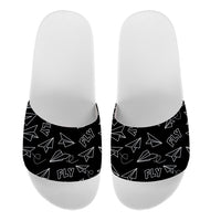 Thumbnail for Paper Airplane & Fly Black Designed Sport Slippers