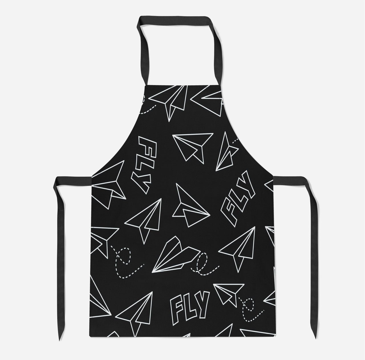 Paper Airplane & Fly Black Designed Kitchen Aprons
