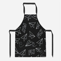 Thumbnail for Paper Airplane & Fly Black Designed Kitchen Aprons