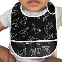Thumbnail for Paper Airplane & Fly Black Designed Baby Bib