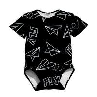 Thumbnail for Paper Airplane & Fly Black Designed 3D Baby Bodysuits