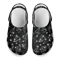 Thumbnail for Paper Airplane & Fly Black Designed Hole Shoes & Slippers (WOMEN)