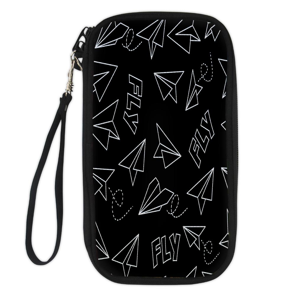 Paper Airplane & Fly Black Designed Travel Cases & Wallets