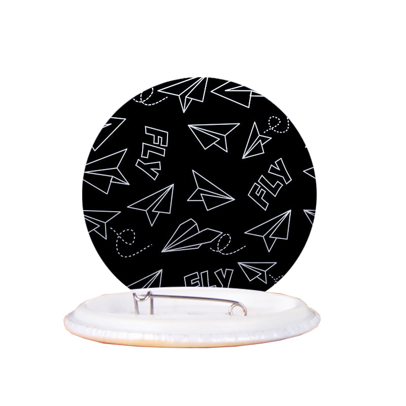 Paper Airplane & Fly Black Designed Pins
