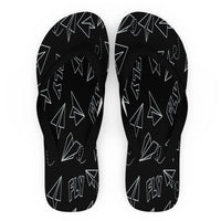 Thumbnail for Paper Airplane & Fly Black Designed Slippers (Flip Flops)