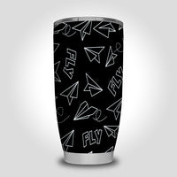 Thumbnail for Paper Airplane & Fly Black Designed Tumbler Travel Mugs