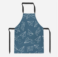 Thumbnail for Paper Airplane & Fly Green Designed Kitchen Aprons