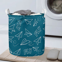 Thumbnail for Paper Airplane & Fly Green Designed Laundry Baskets