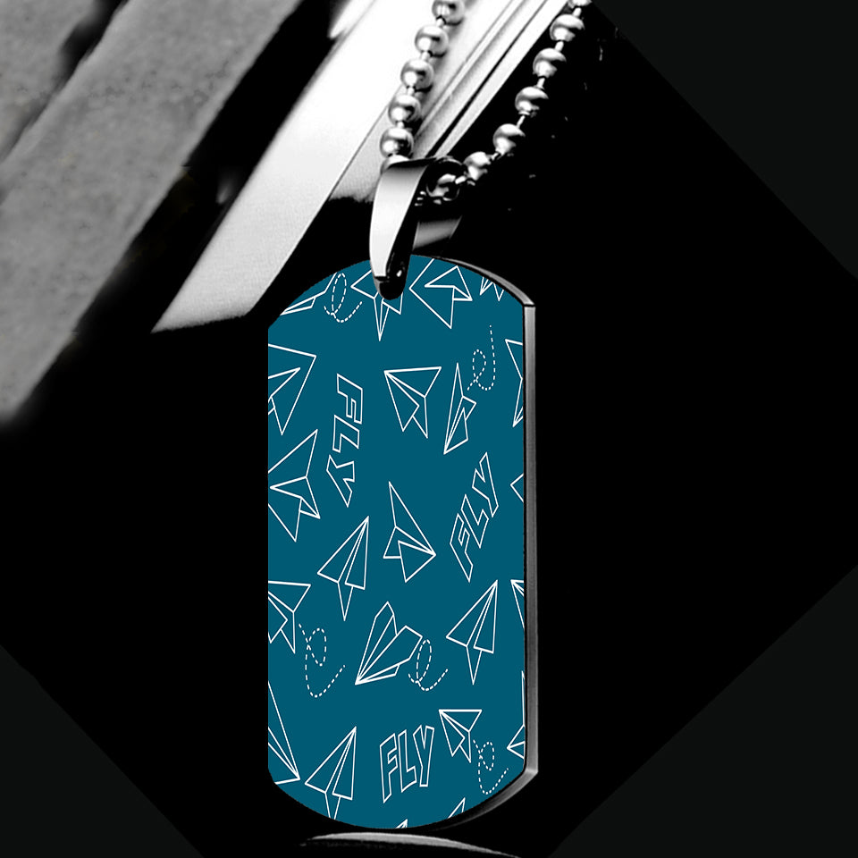 Paper Airplane & Fly Green Designed Metal Necklaces