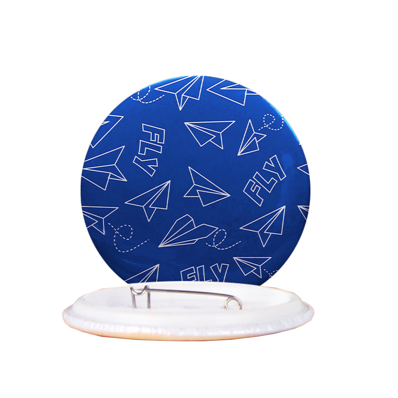 Paper Airplane & Fly (Blue) Designed Pins