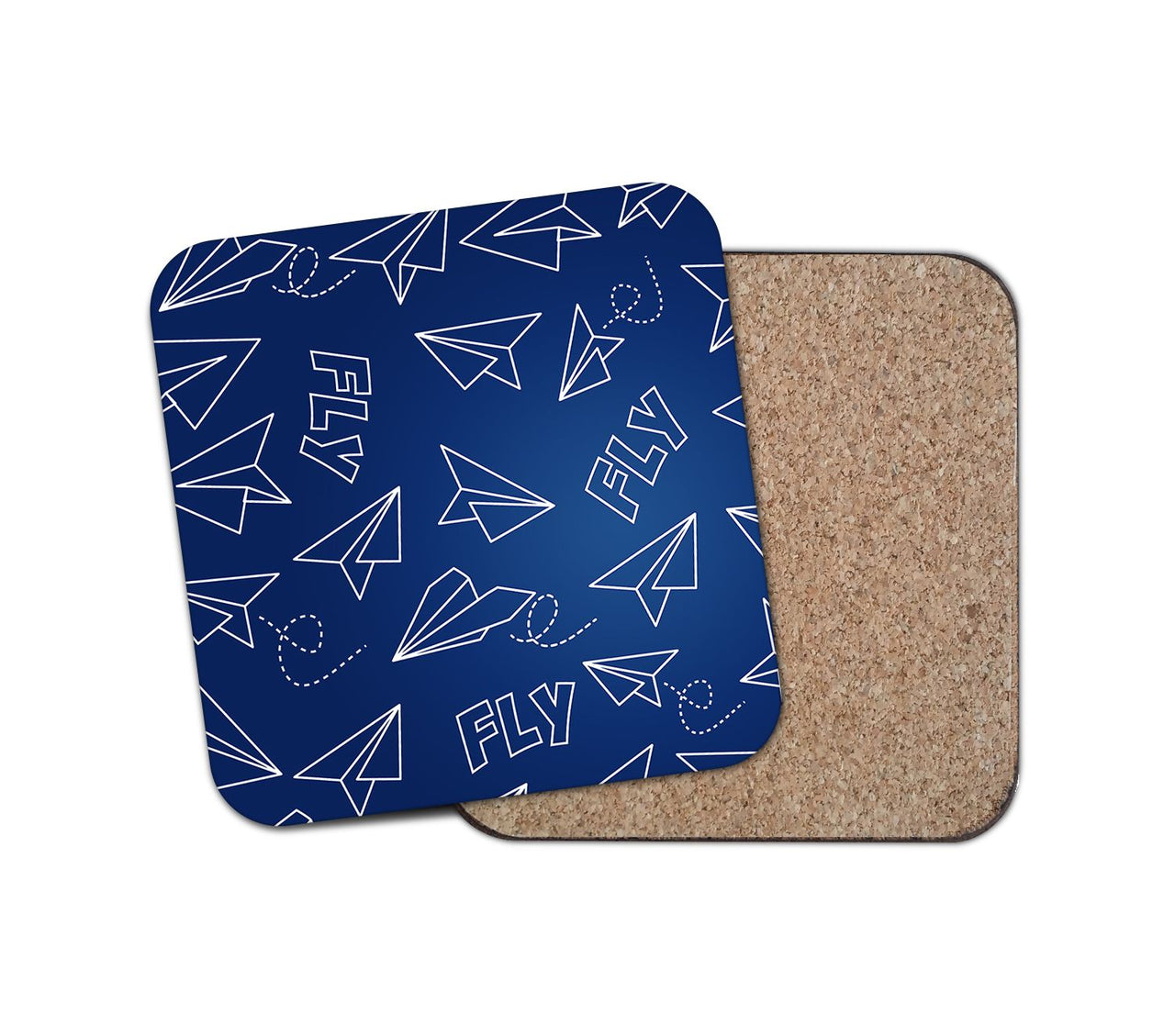 Paper Airplane & Fly (Blue) Designed Coasters