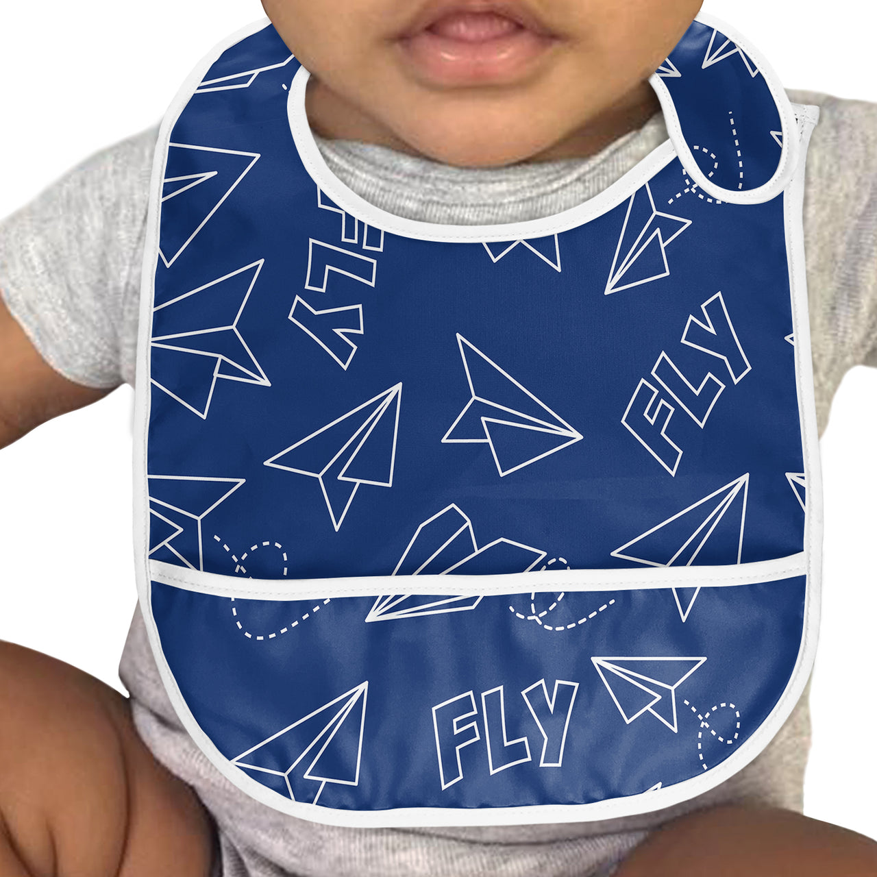 Paper Airplane & Fly (Blue) Designed Baby Bib