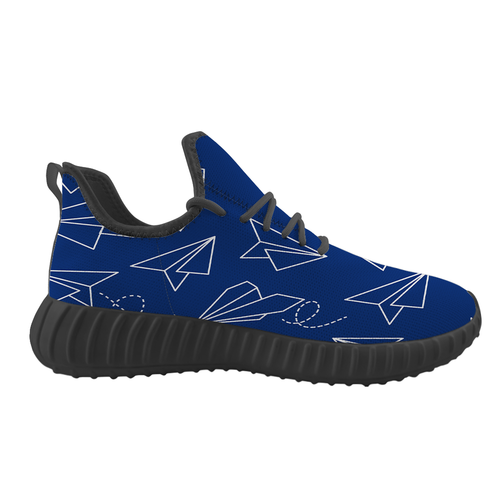 Paper Airplane & Fly (Blue) Designed Sport Sneakers & Shoes (WOMEN)