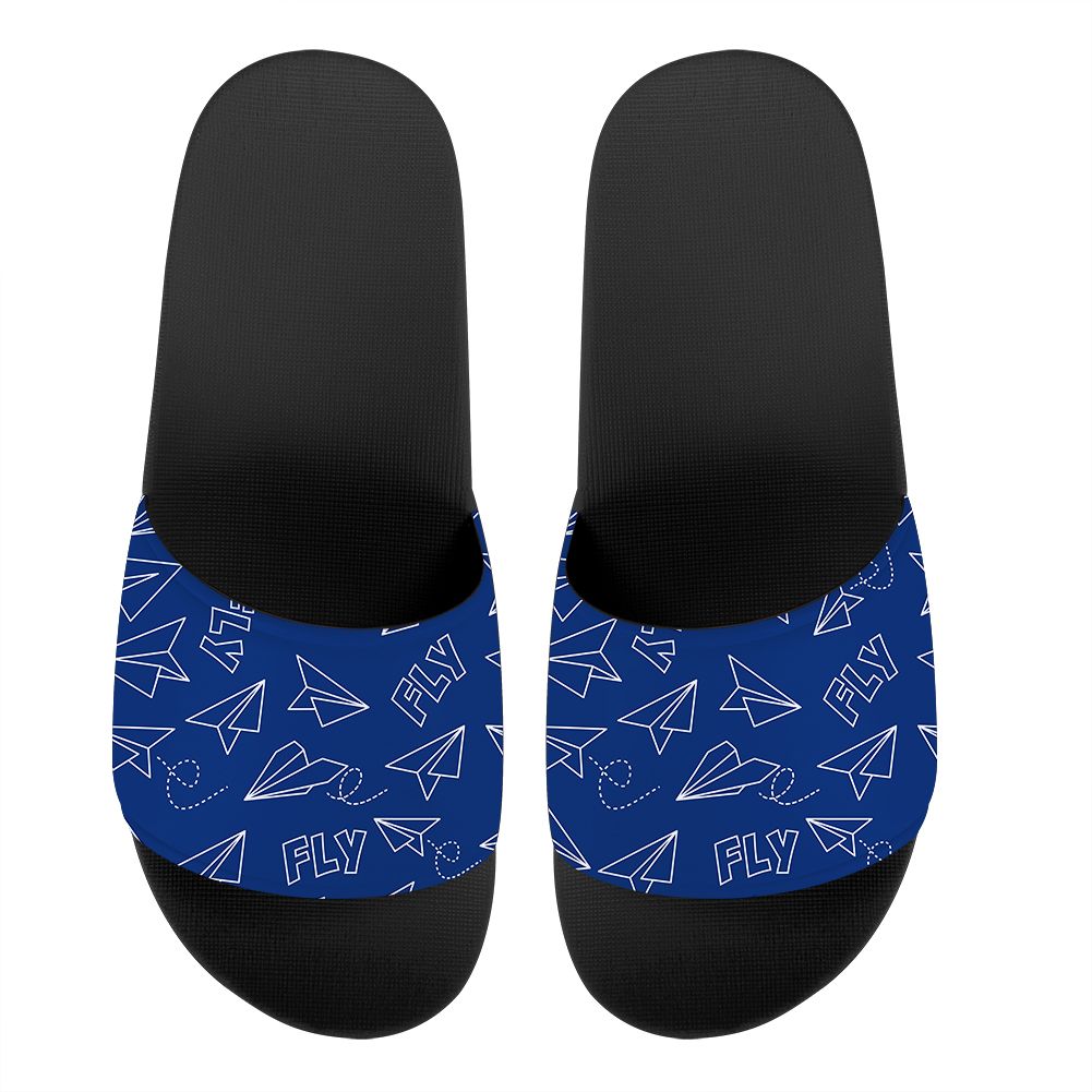 Paper Airplane & Fly (Blue) Designed Sport Slippers
