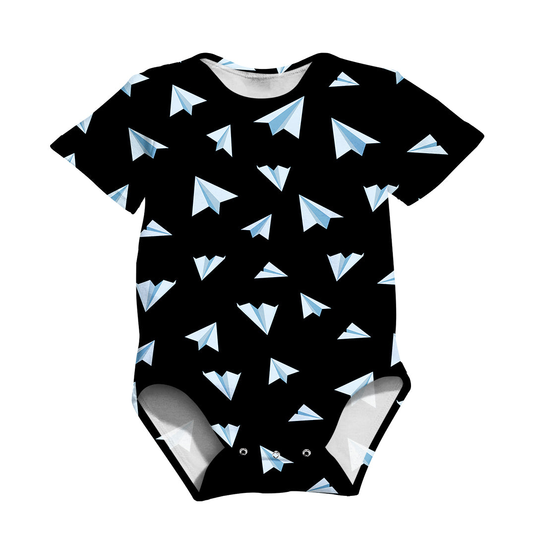 Paper Airplanes (Black) Designed 3D Baby Bodysuits