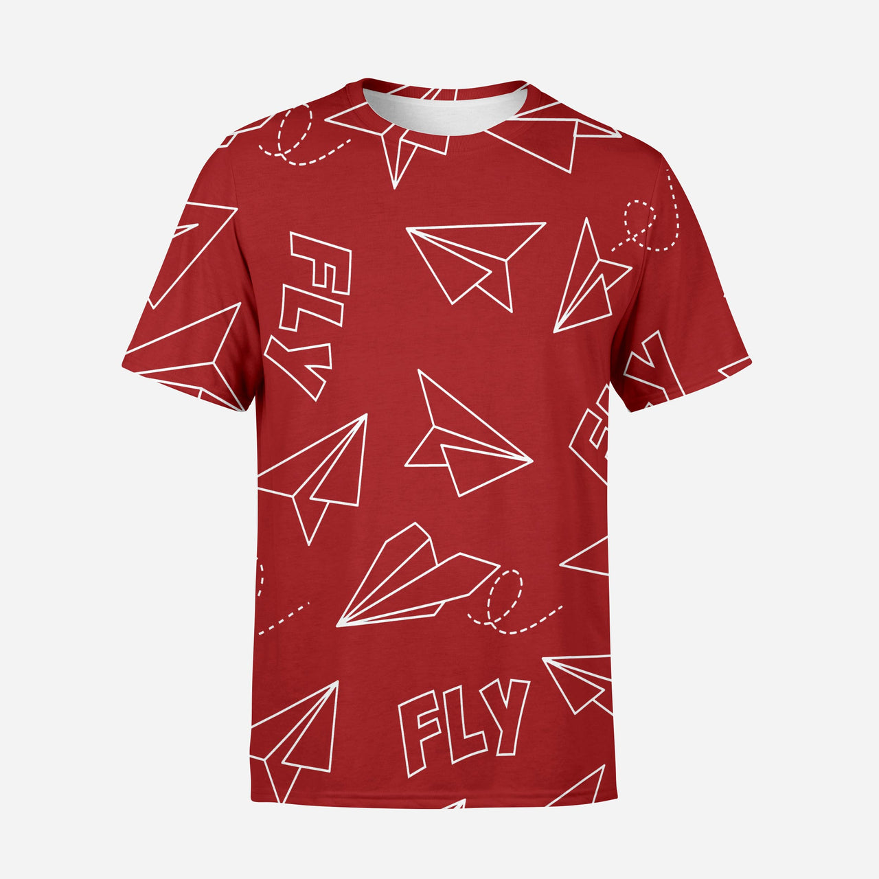 Paper Airplane & Fly (Red) Designed 3D T-Shirts