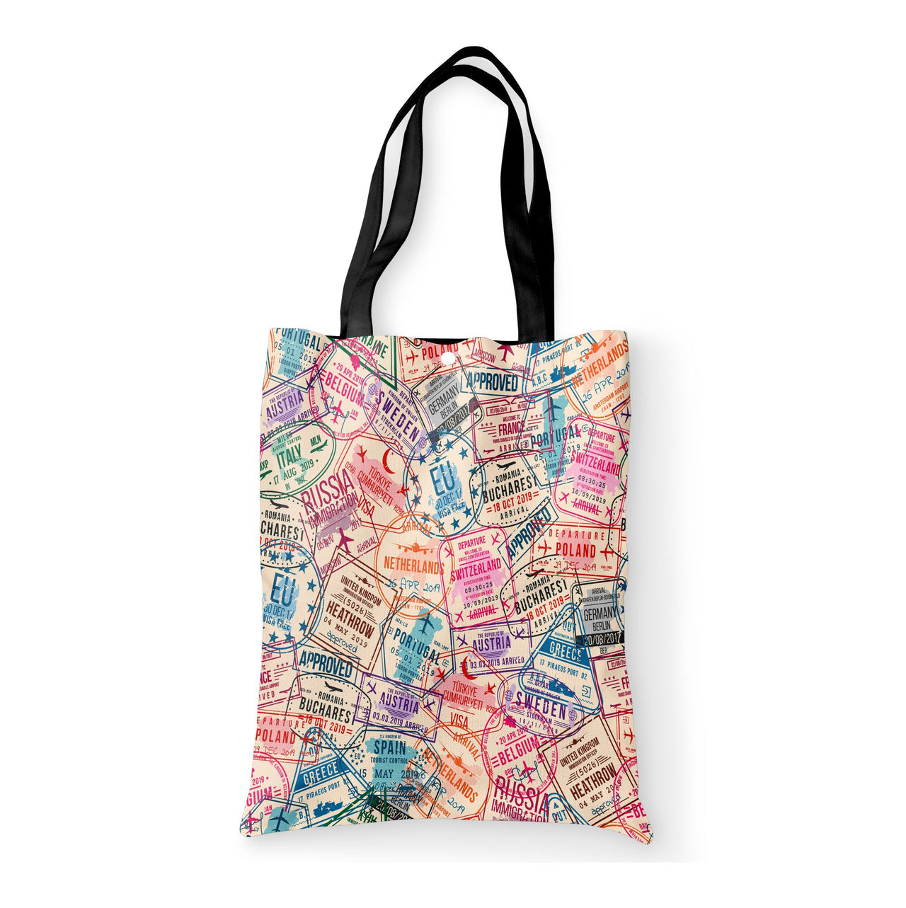Passport Stamps Designed Tote Bags