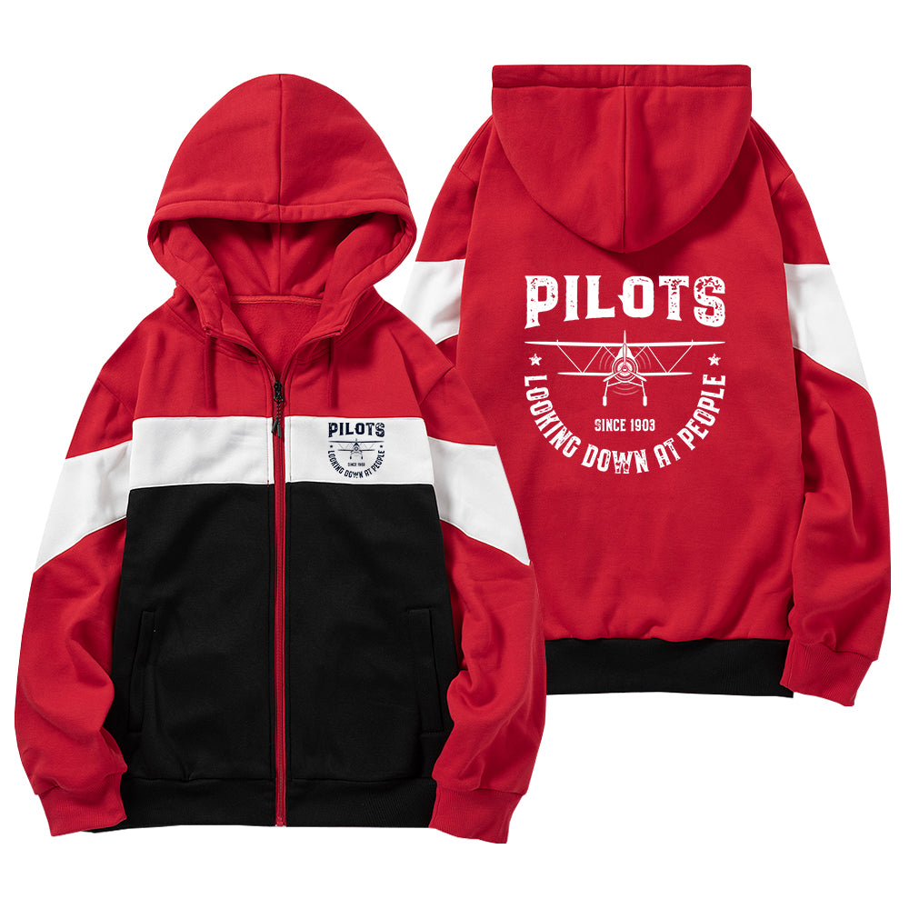 Pilots Looking Down at People Since 1903 Designed Colourful Zipped Hoodies
