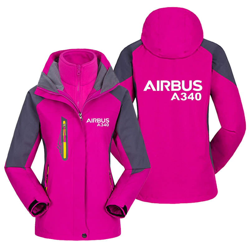Airbus A340 & Text Designed Thick "WOMEN" Skiing Jackets