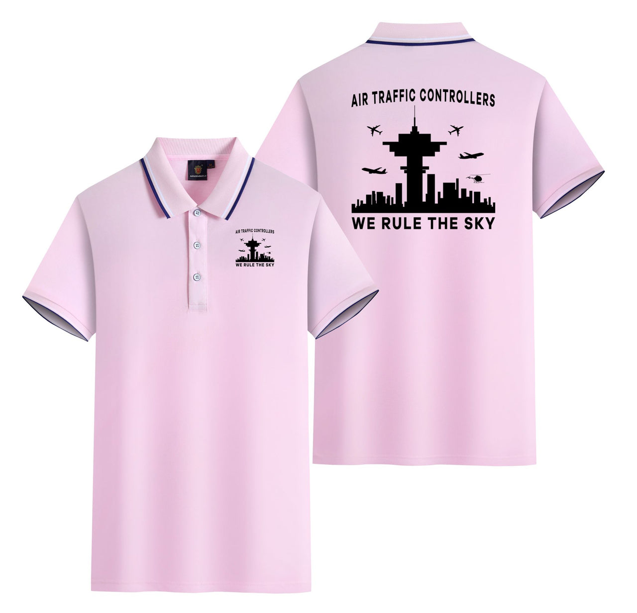 Air Traffic Controllers - We Rule The Sky Designed Stylish Polo T-Shirts (Double-Side)