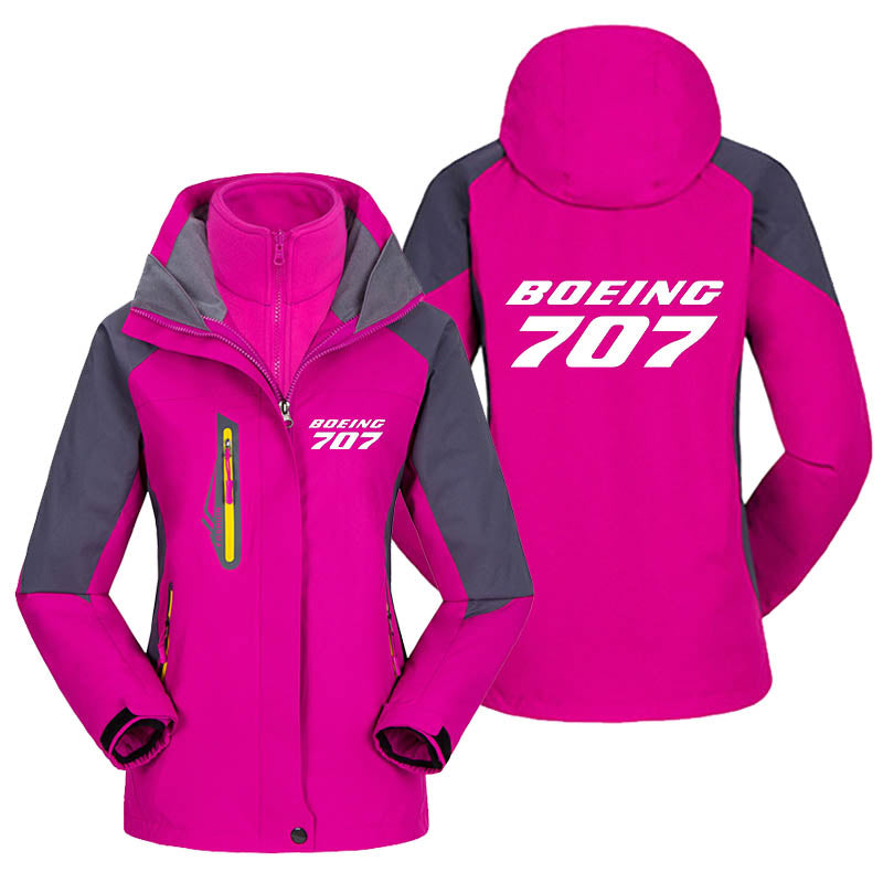 Boeing 707 & Text Designed Thick "WOMEN" Skiing Jackets