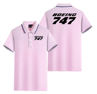 Thumbnail for Boeing 747 & Text Designed Stylish Polo T-Shirts (Double-Side)