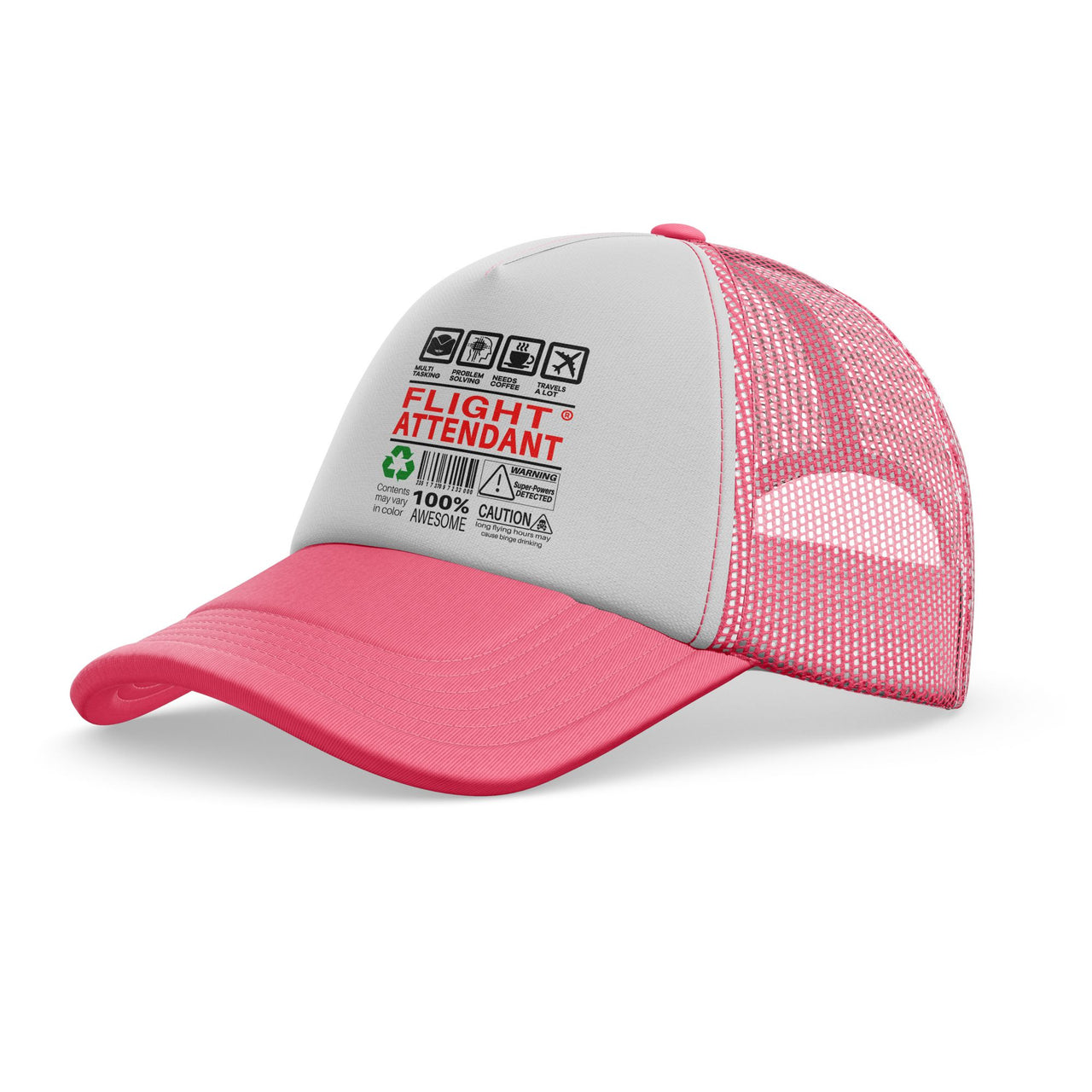 Flight Attendant Label Designed Trucker Caps & Hats