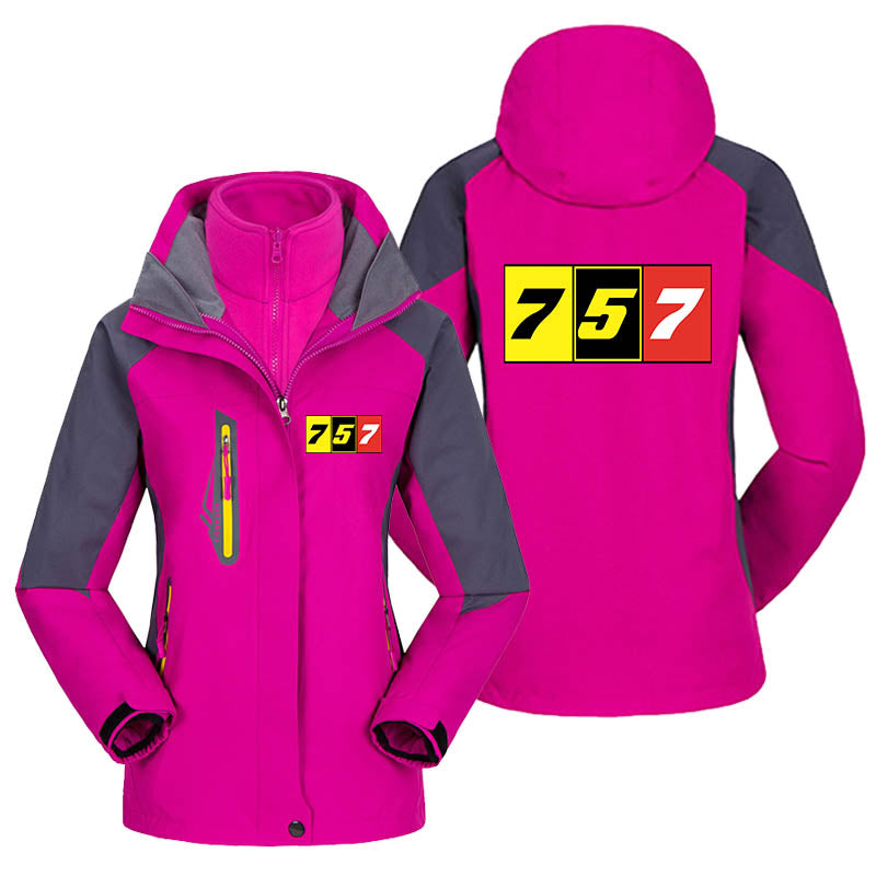 Flat Colourful 757 Designed Thick "WOMEN" Skiing Jackets