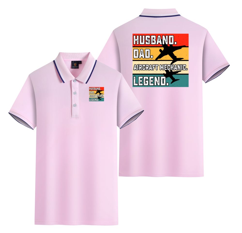 Husband & Dad & Aircraft Mechanic & Legend Designed Stylish Polo T-Shirts (Double-Side)