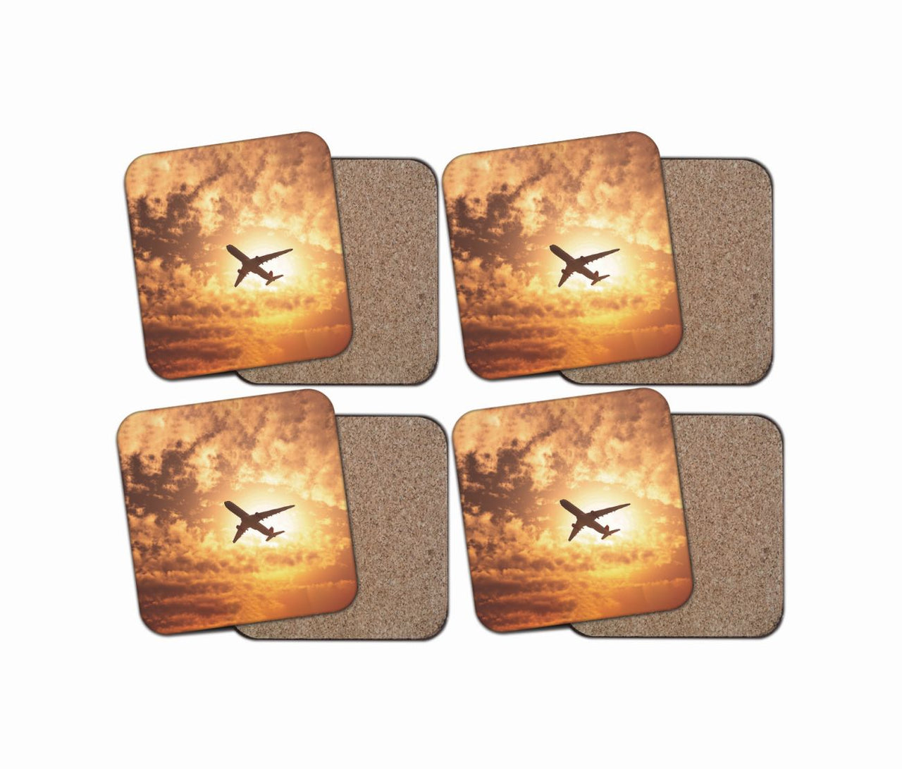 Plane Passing By Designed Coasters